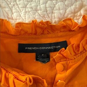 French Connection Bright Orange Ruffle Top